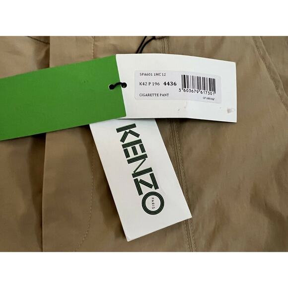 KENZO Men's Pale Camel Cigarette Cotton Pants Size 28 US (44 Euro) NWT $370 - Picture 5 of 10